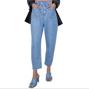 ZARA Baggy Paperbag Highwaist Vintage Trouser/Wide Leg Jeans | Size 26